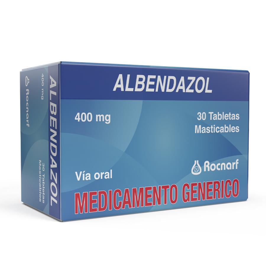 Imagen de  ALBENDAZOL 400mg ROCNARF x 30 Tabletas Masticables