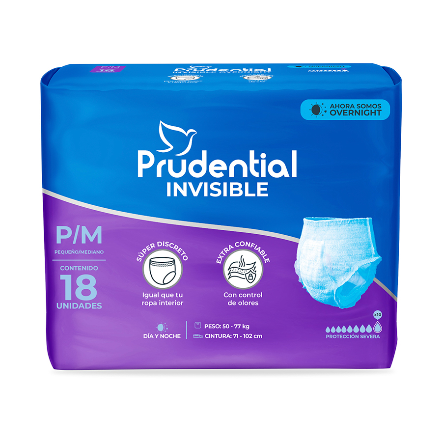 Imagen de Ropa interior adulto prudential invisible small/medium 18 unidades