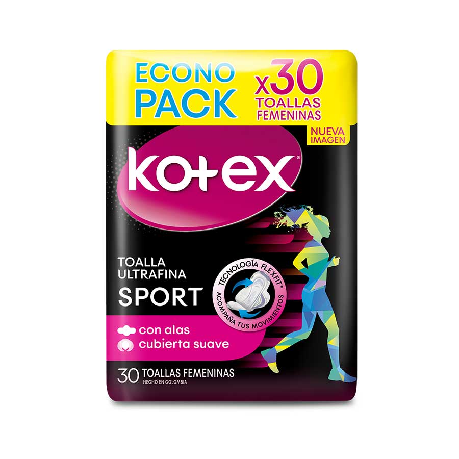 Imagen de Toalla sanitaria kotex sport ultra fina flex fit  x 30