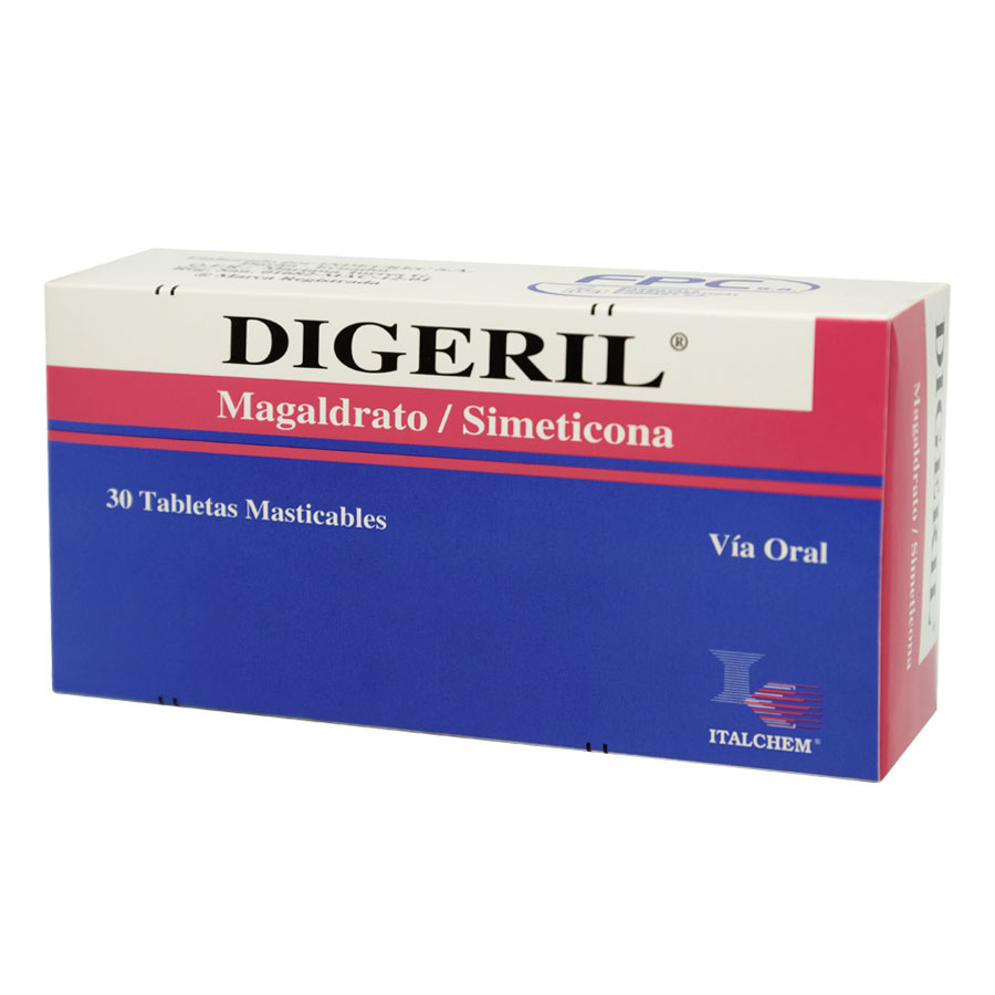 Imagen de Digeril vainilla 800 mg x 40 mg tabletas masticables x 30