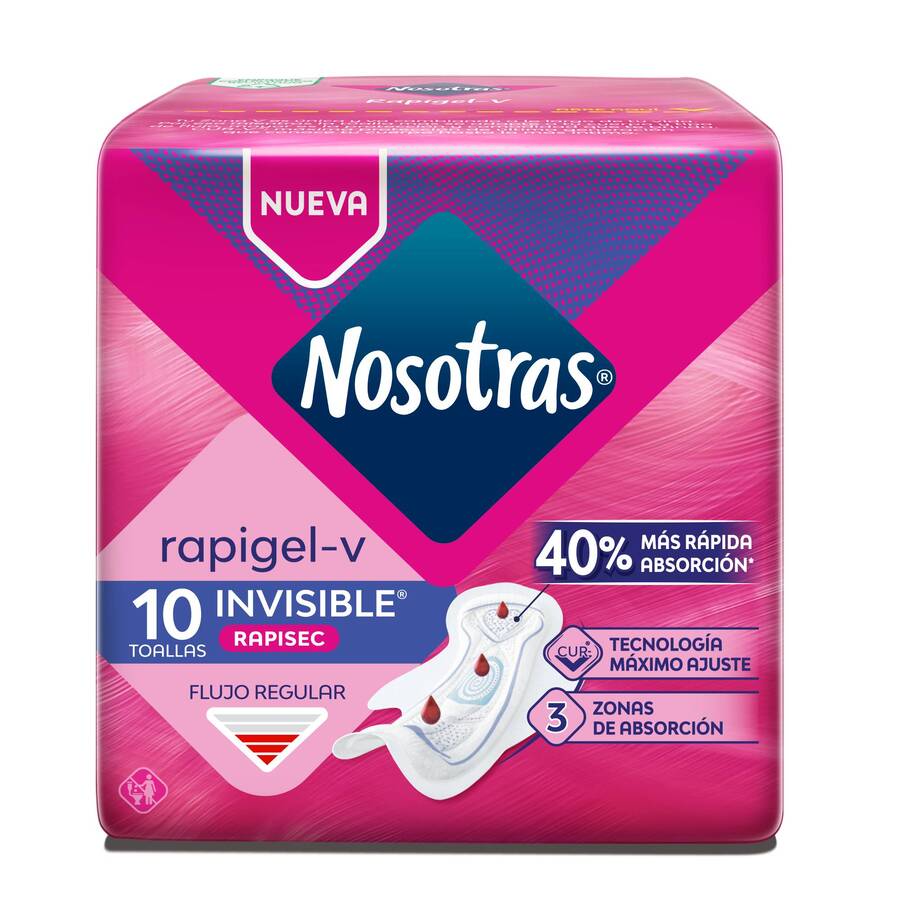 Imagen de  Toalla Sanitaria NOSOTRAS Invisible Rapigel 2338 x 10 unds