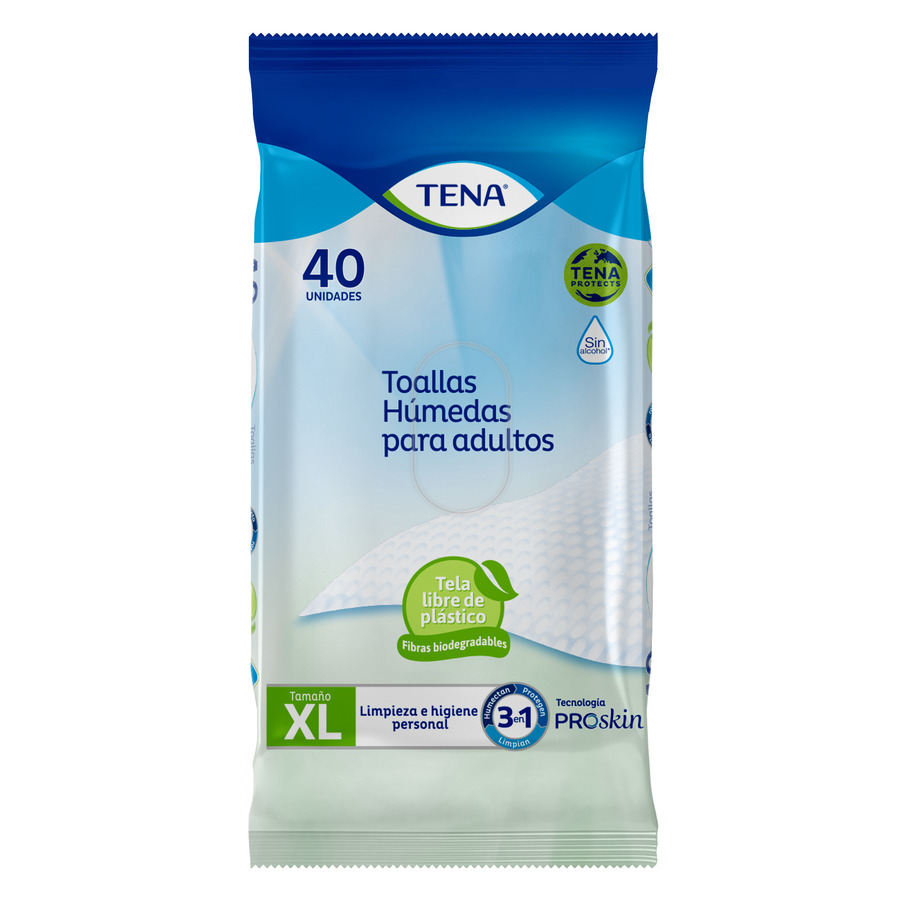 Imagen de Toallas húmedas para adultos tena toallas húmedas 3 en 1 40 unidades