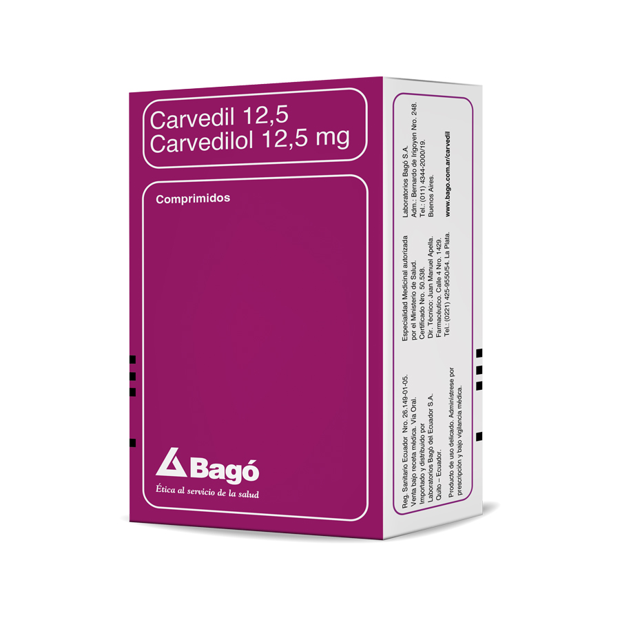 Imagen para  CARVEDIL 12.5  mg x 28 Comprimidos                                                                                              de Pharmacys