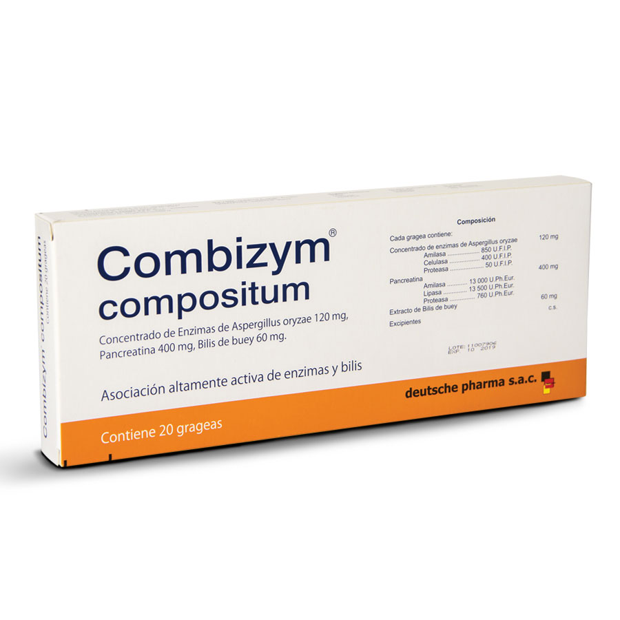 Imagen de  COMBIZYM 400 mg x 120 mg SANKYO x 20 Compositum Grageas