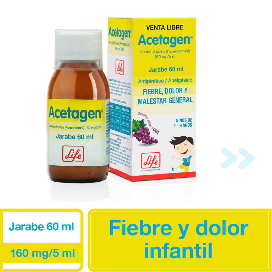 Imagen de Analgésico Para Niños Acetagen 160 Mg Ml Jarabe 60 ml