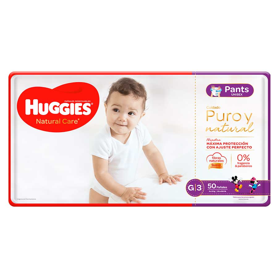 Imagen de Pañal huggies natural care ajustable de niño large 50 unidades