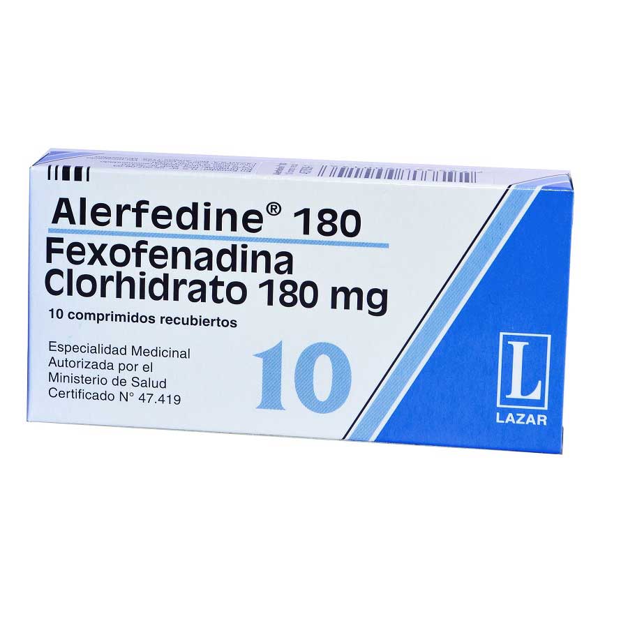 Imagen para  ALERFEDINE 180 mg x 10 Comprimido Recubierto                                                                                    de Pharmacys