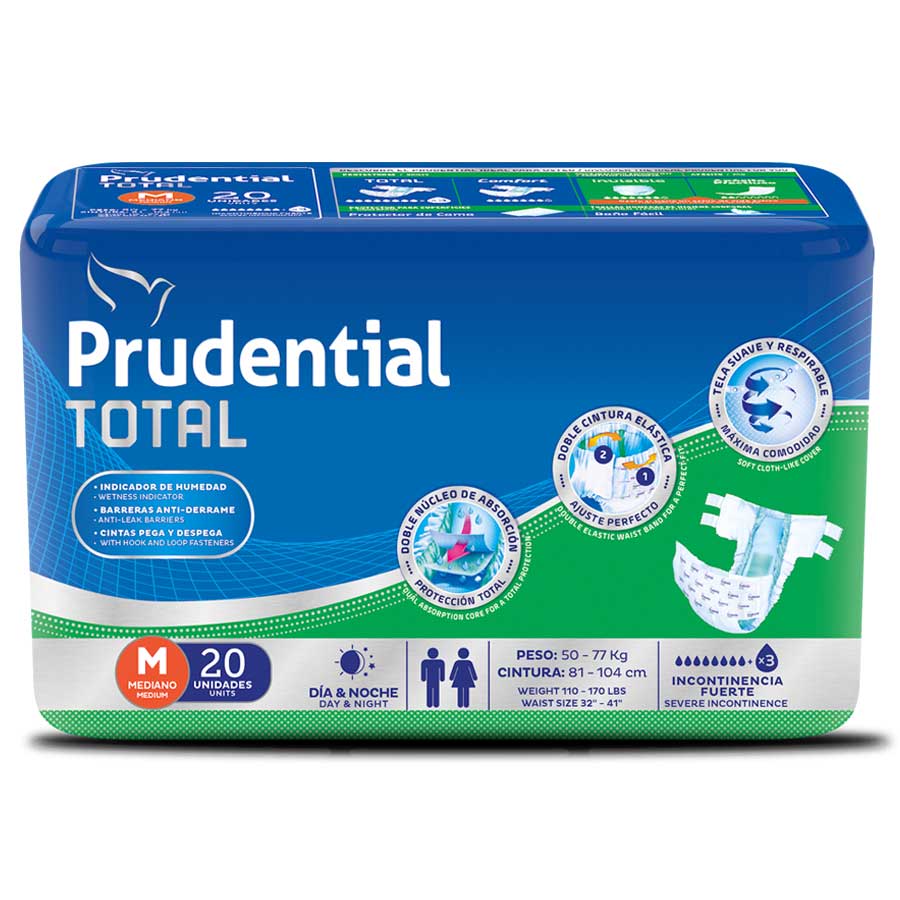 Imagen de Pañal de incontinencia prudential total medium 20 unidades