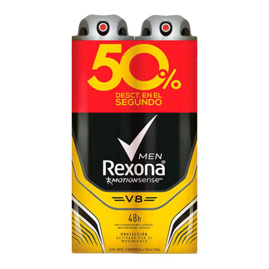 Imagen de Desodorante rexona v8 men aerosol 150 ml c/u