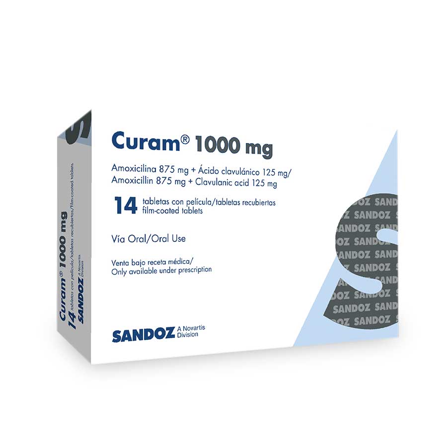 Imagen para  CURAM 875 mg x 125 mg NOVARTIS x 14 Tableta Recubierta                                                                          de Pharmacys