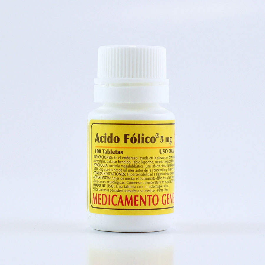 Imagen de Acido folico 5 mg tableta x 100