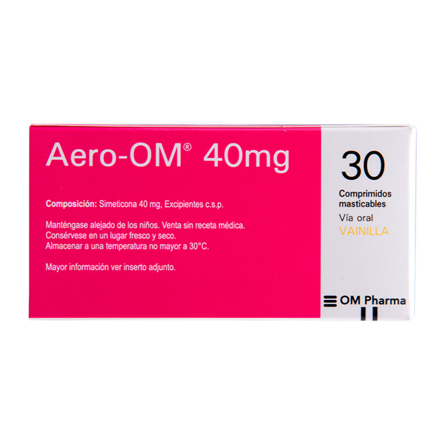 Imagen de Antiácido aero-om vainilla 40 mg tableta masticable x 30