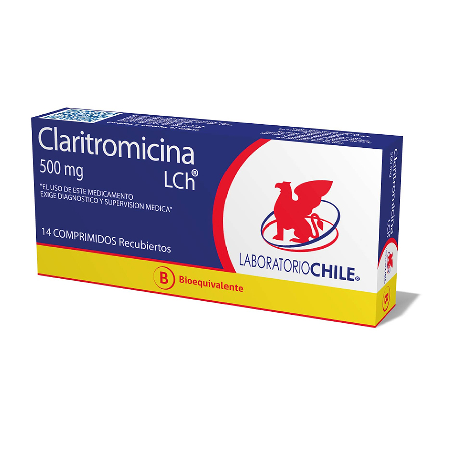Imagen para  CLARITROMICINA 500mg LABORATORIOS CHILE x 14 Comprimidos Recubiertos                                                            de Pharmacys