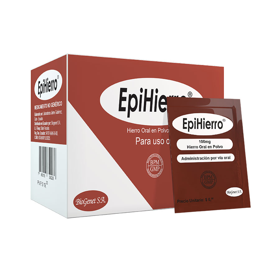 Imagen para  EPIHIERRO 100 mg x 20 en Polvo                                                                                                  de Pharmacys