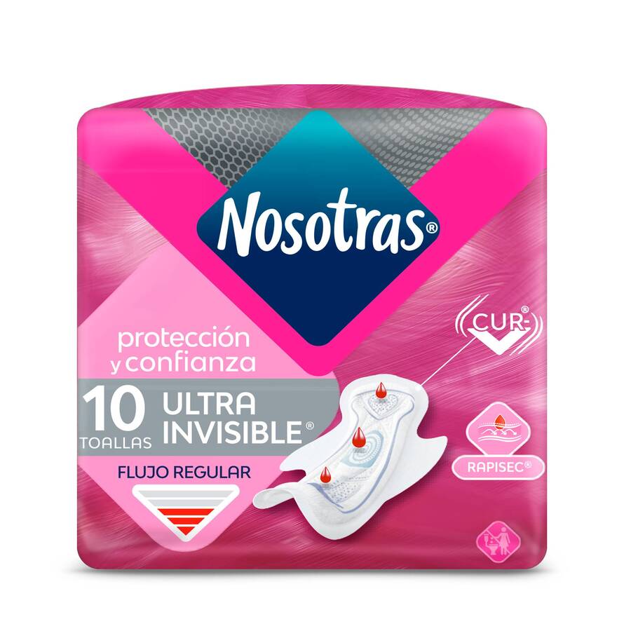 Imagen de Toalla Sanitaria Nosotras Ultrainvisible Cubierta Rapigel 10 Unds