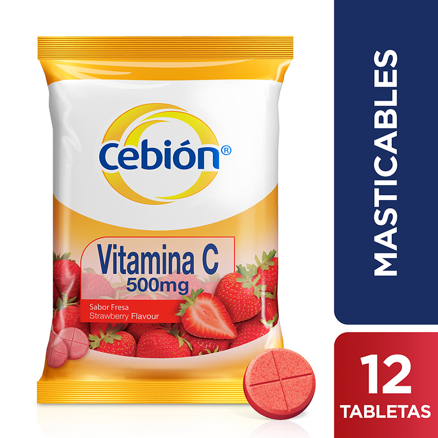 Imagen de  Vitamina C CEBION Fresa 500 mg Tableta Masticable x 12