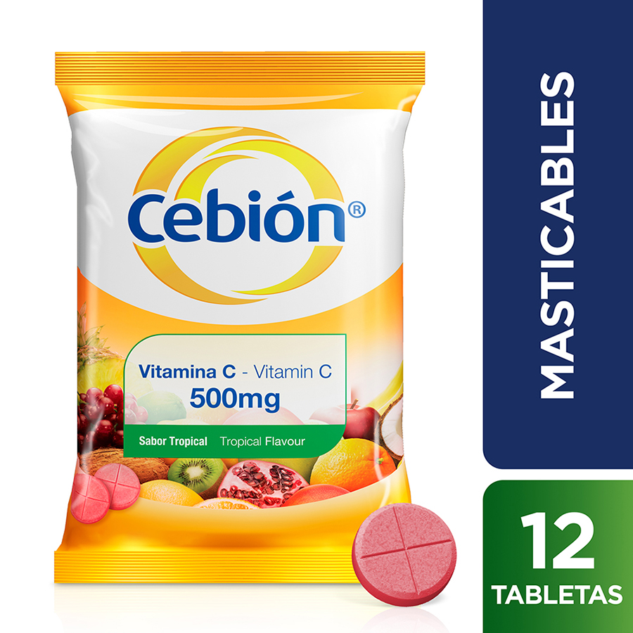 Imagen de Vitamina c cebion fresa 500 mg tableta masticable x 12