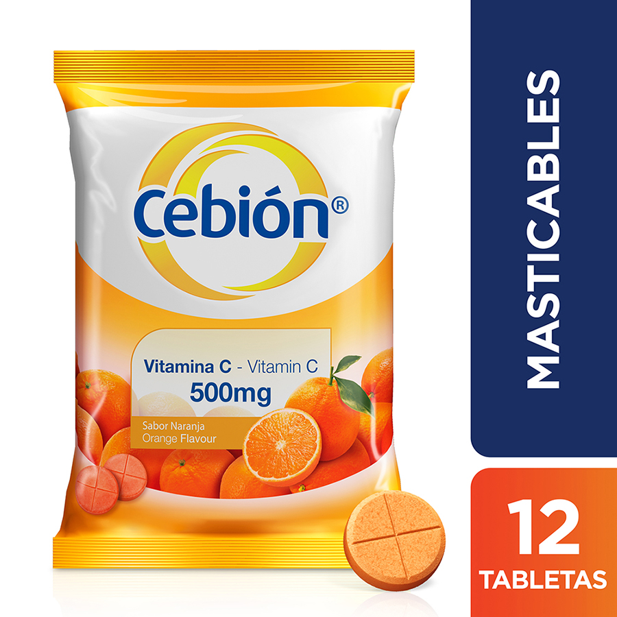 Imagen de  Vitamina C CEBION Fresa 500 mg Tableta Masticable x 12