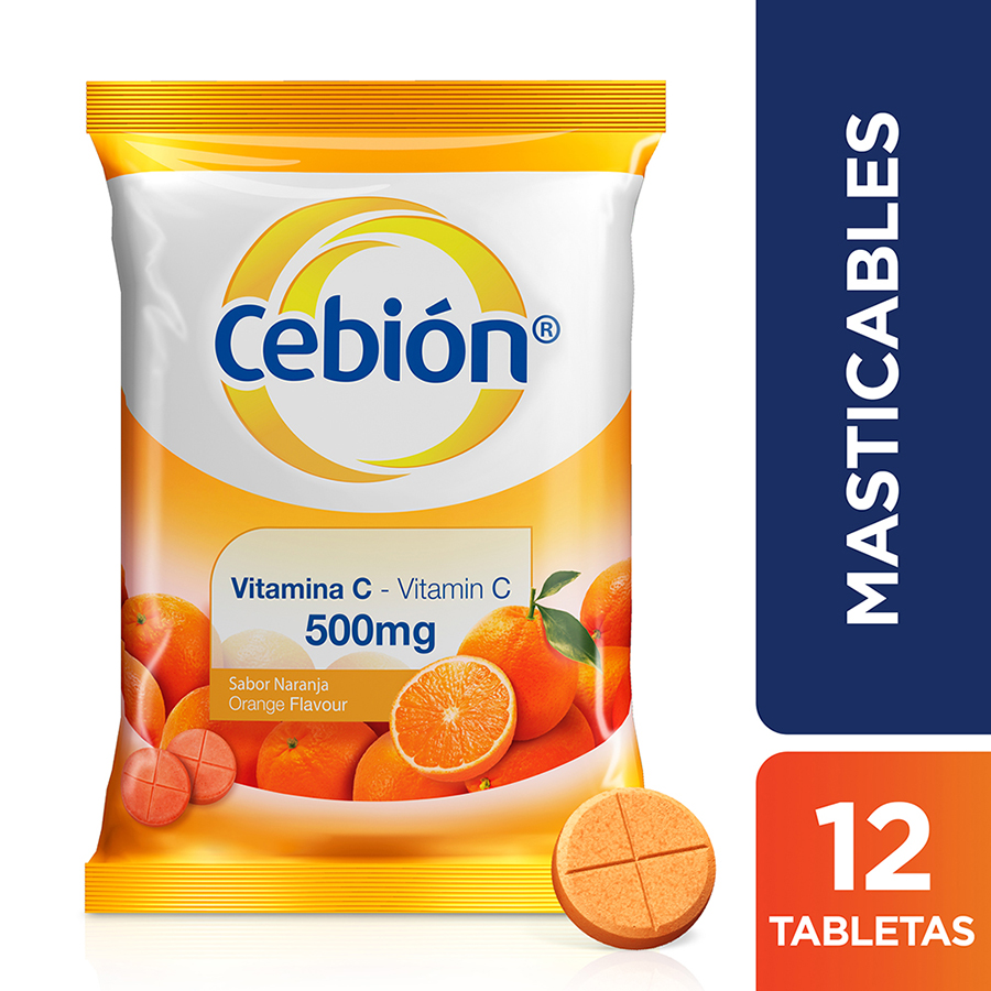 Imagen de Vitamina c cebion fresa 500 mg tableta masticable x 12