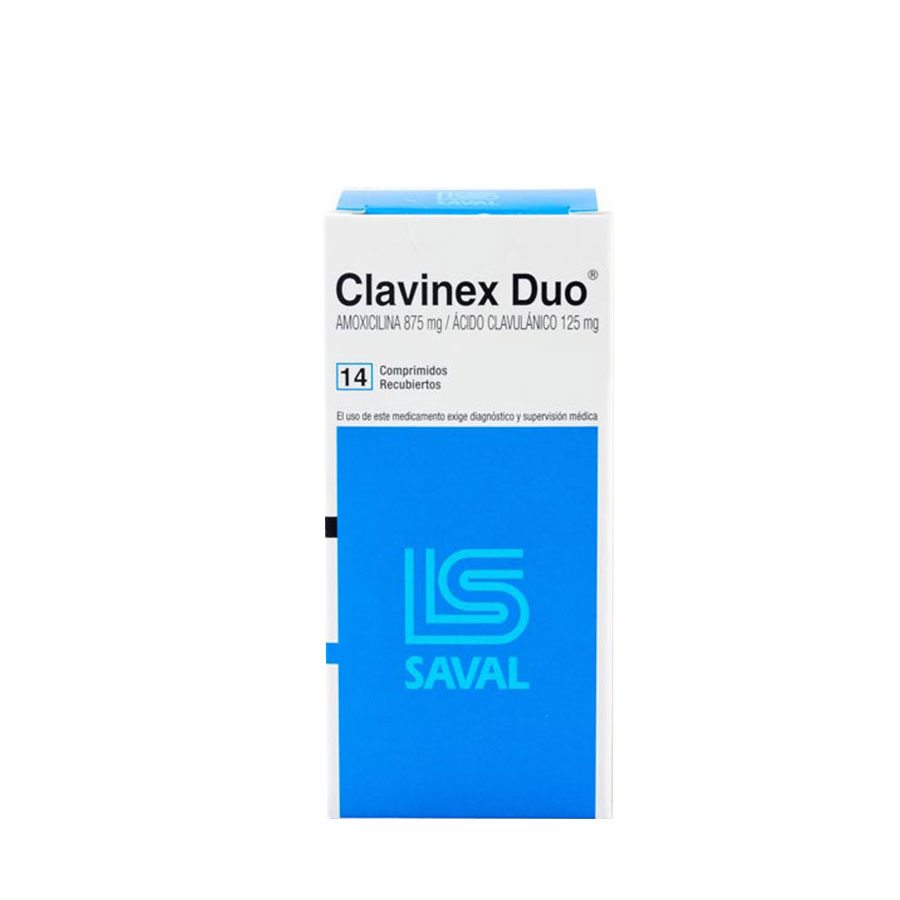 Imagen para  CLAVINEX 875 mg x 125 mg ECUAQUIMICA x 14 Comprimido Recubierto                                                                 de Pharmacys