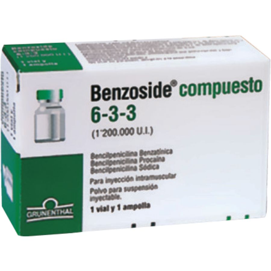 Imagen de  BENZOSIDE 300.000 U.I x 300.000 U.I x 600.000 U.I GRUNENTHAL Compuesto Solución Inyectable