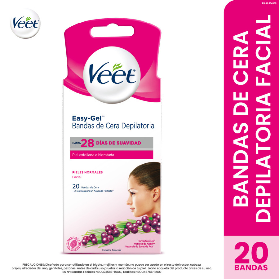 Imagen de Bandas de cera faciales veet x 20