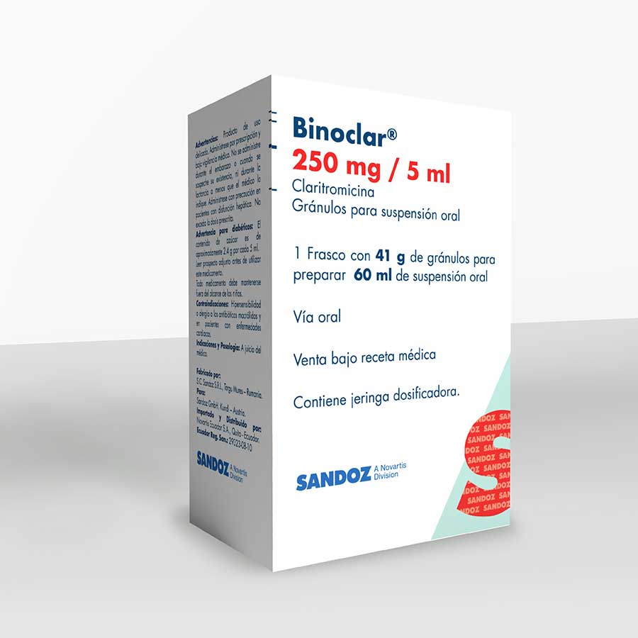Imagen de  BINOCLAR 250 mg / 5 ml NOVARTIS Suspensión
