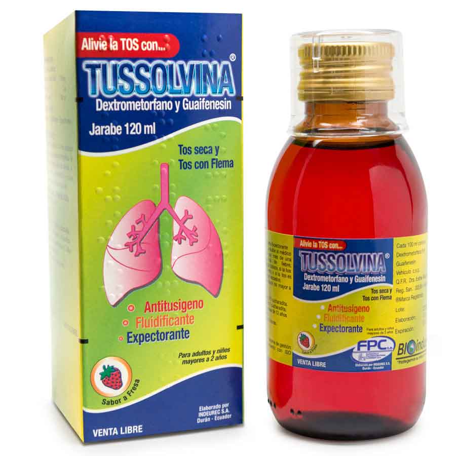 Imagen de Tussolvina fresa 10 mg x 100 mg jarabe 120 ml