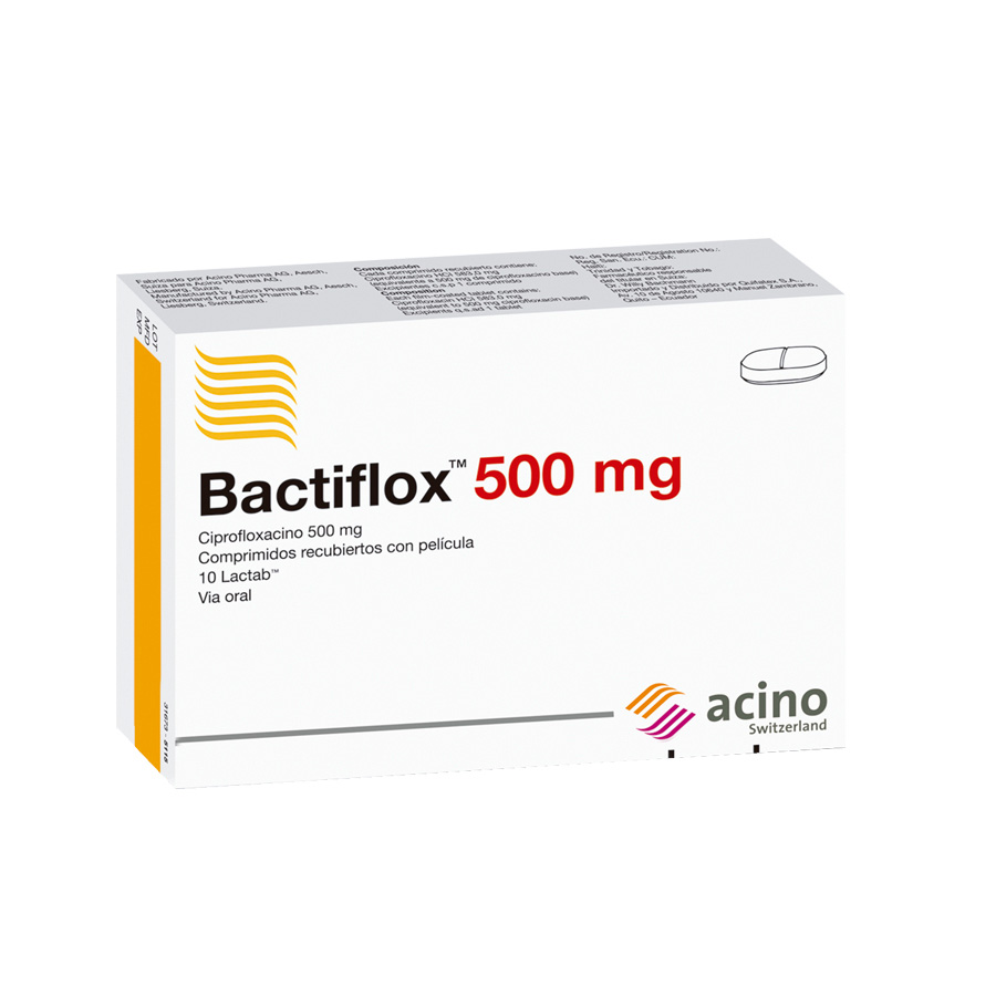 Imagen para  BACTIFLOX 500 mg ACINO x 10 Comprimidos                                                                                         de Pharmacys