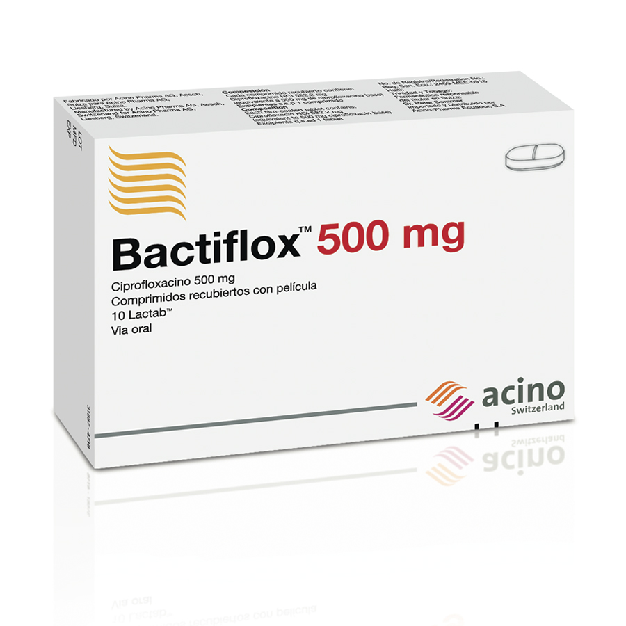 Imagen para  BACTIFLOX 500 mg ACINO x 10 Comprimidos                                                                                         de Pharmacys