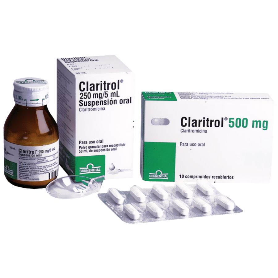Imagen para  CLARITROL 500 mg GRUNENTHAL x 10 Comprimido Recubierto                                                                          de Pharmacys