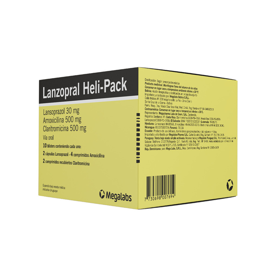 Imagen de  LANZOPRAL 30 mg x 500 mg x 500 mg MEGALABS Heli Pack Cápsulas