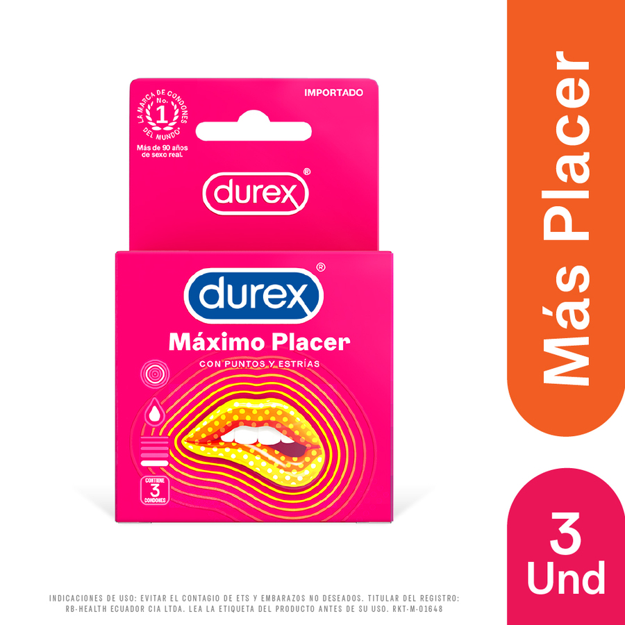 Imagen de  DUREX Condones Máximo Placer 51821 Caja de 3 preservativos