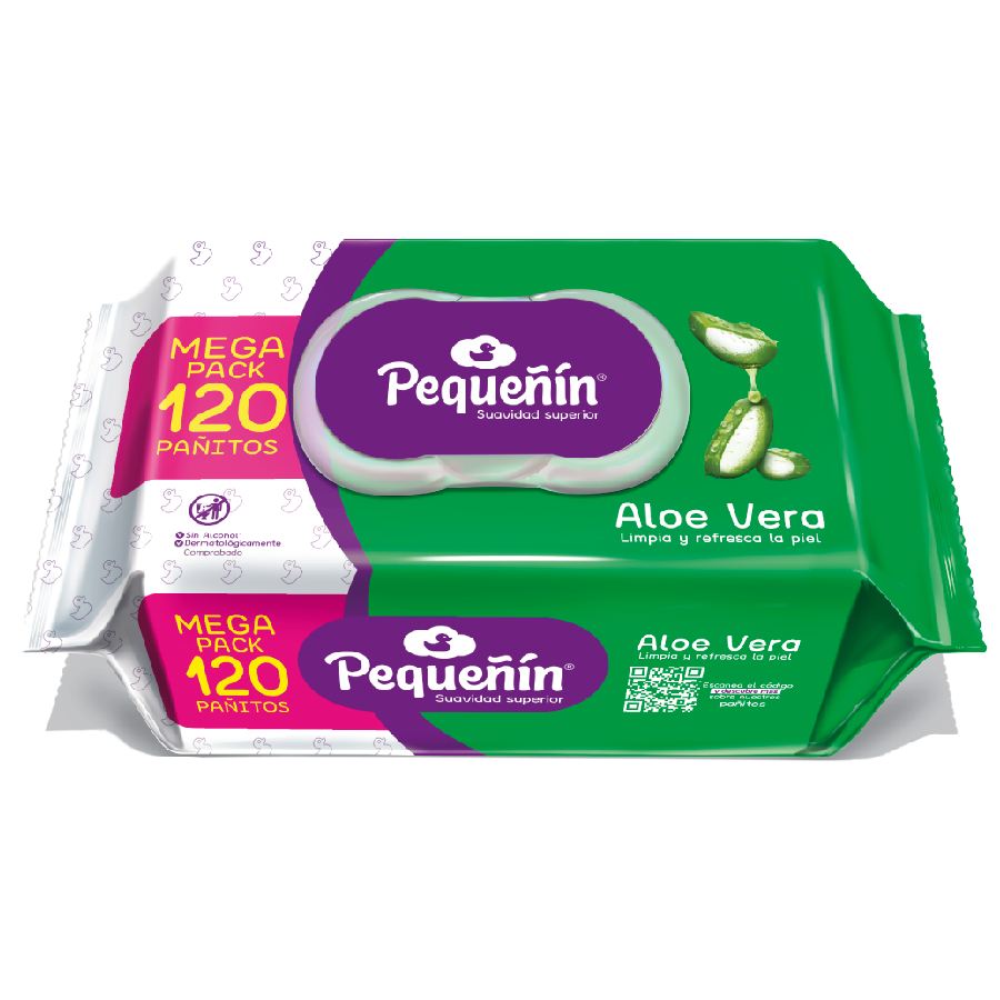 Imagen de Toallita húmeda pequeñin aloe 100 unidades