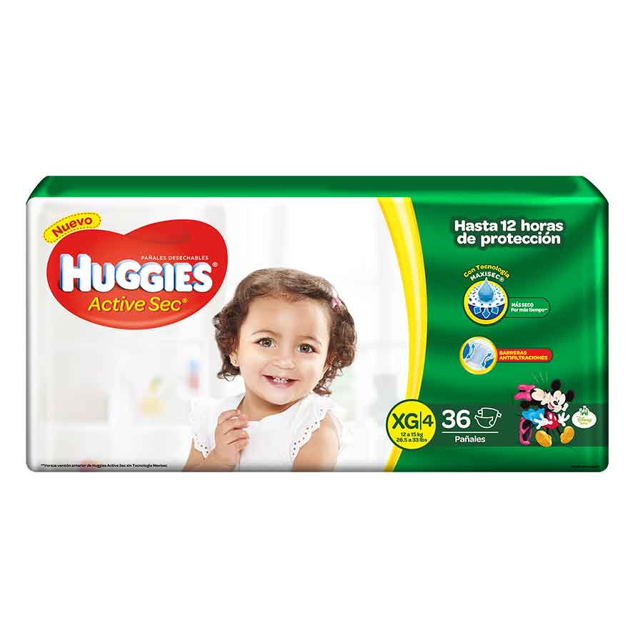 Imagen de Pañal huggies active sec x-large 36 unidades