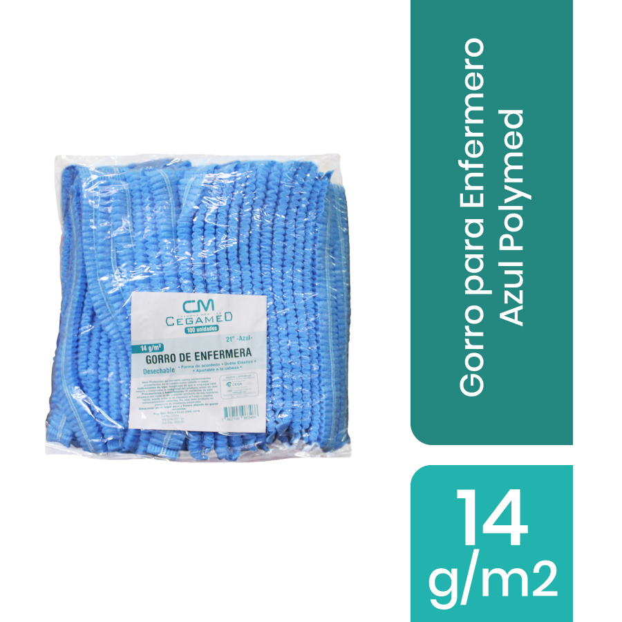 Imagen para  Gorro quirurgico CEGA P/enferm azul 55163 x 100                                                                                 de Pharmacys