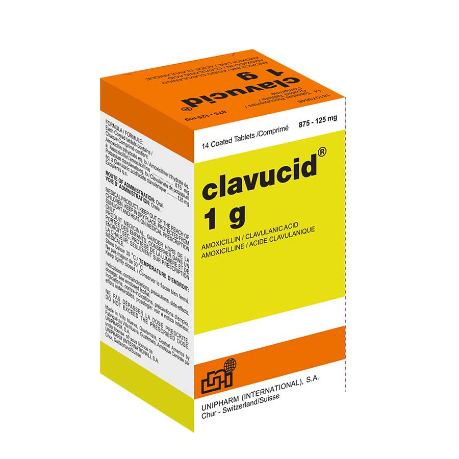 Imagen para  CLAVUCID 875 mg x 125 mg UNIPHARM x 14 Tableta                                                                                  de Pharmacys