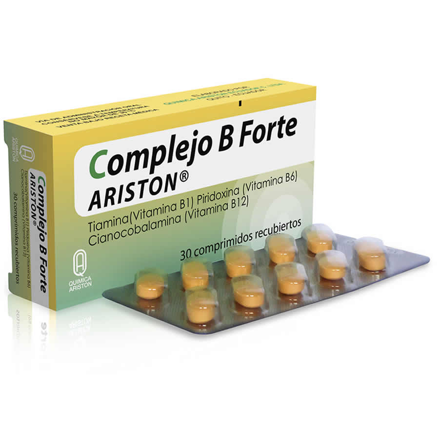 Imagen para  COMPLEJO B 250 mg x 250 mg x 3 mg QUIMICA ARISTON x 30 Comprimidos                                                              de Pharmacys