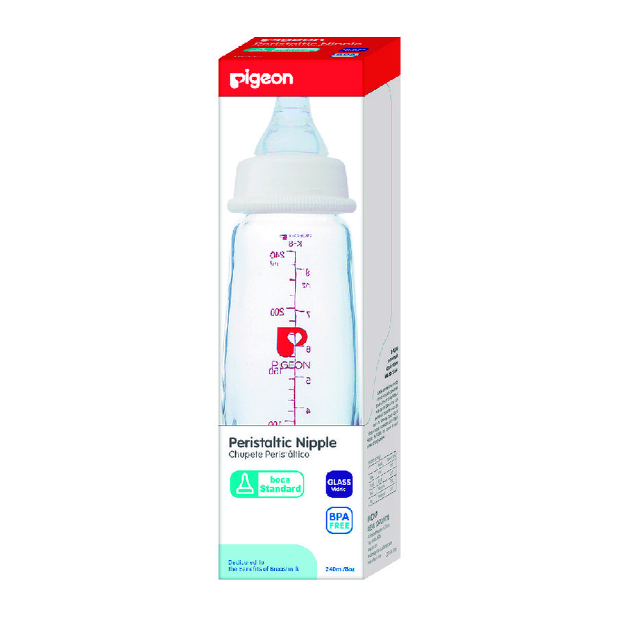 Imagen de Biberón pigeon de vidrio talla y boca standar 8 oz