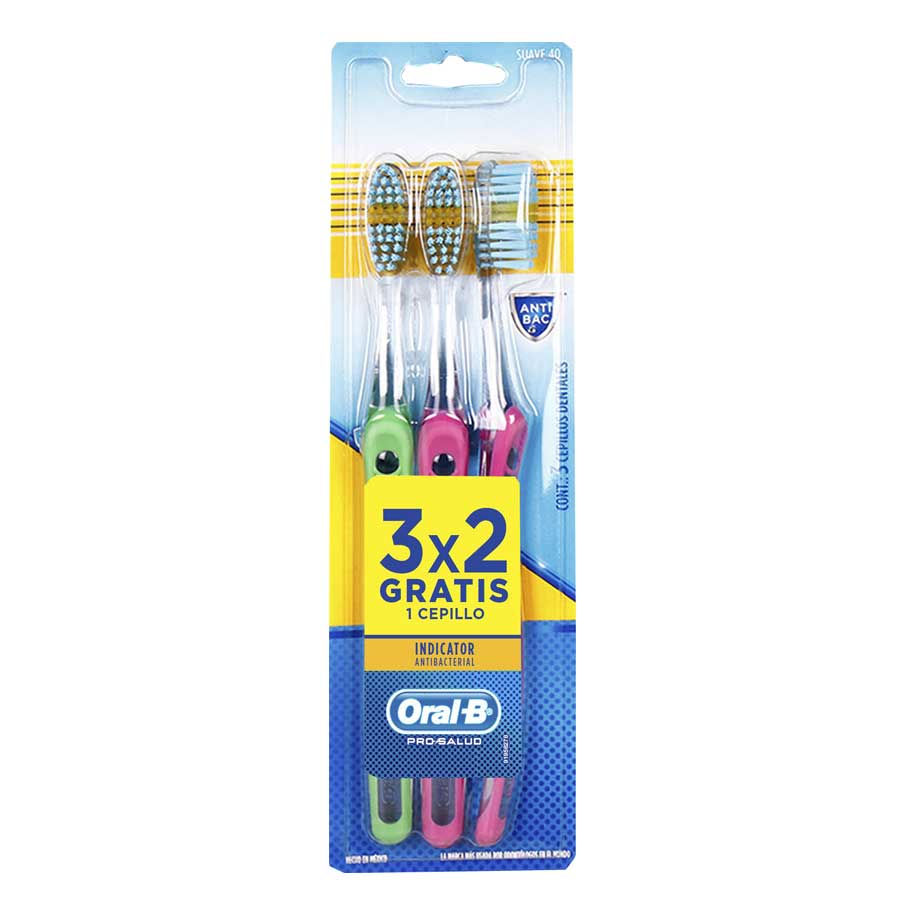 Imagen de Cepillo dental oral-b antibacterial 3 unidades