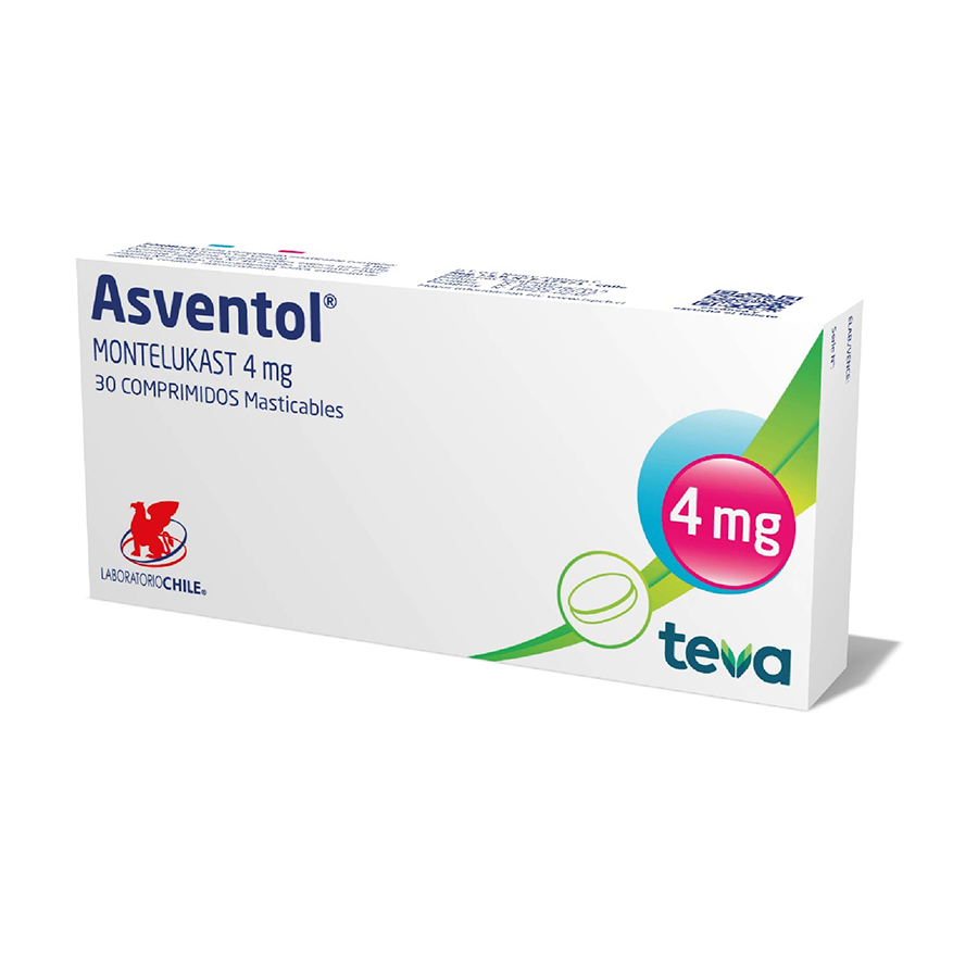 Imagen para  ASVENTOL 4mg LABORATORIOS CHILE x 30 Comprimidos Masticables                                                                    de Pharmacys