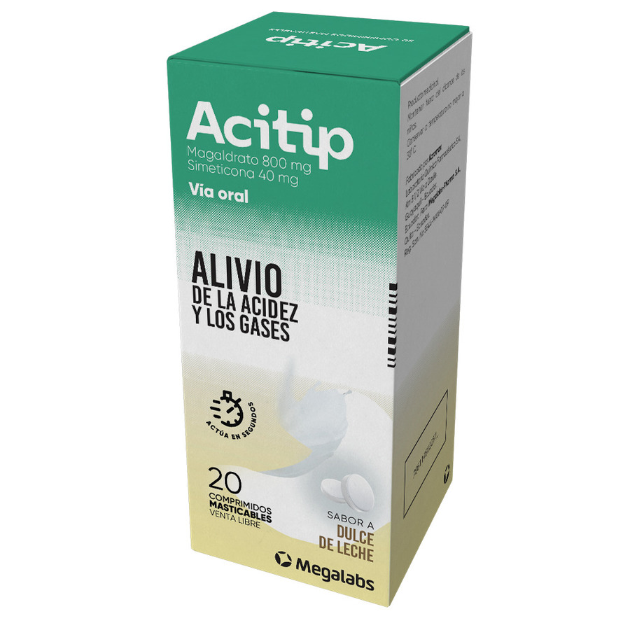 Imagen de  Antiácido ACI-TIP 800 mg x 40 mg Comprimidos Masticables x 20