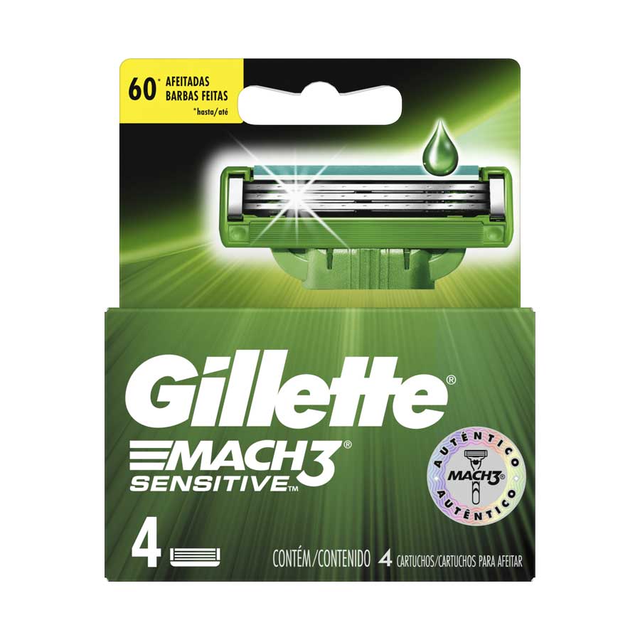 Imagen de Repuesto de afeitadora gillette mach3 sensitive 4 unidades
