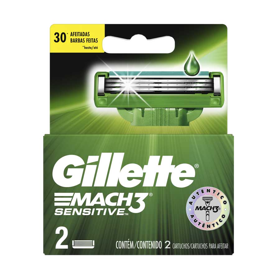 Imagen de Repuesto de afeitadora gillette mach - 3 sensitive 2 unidades