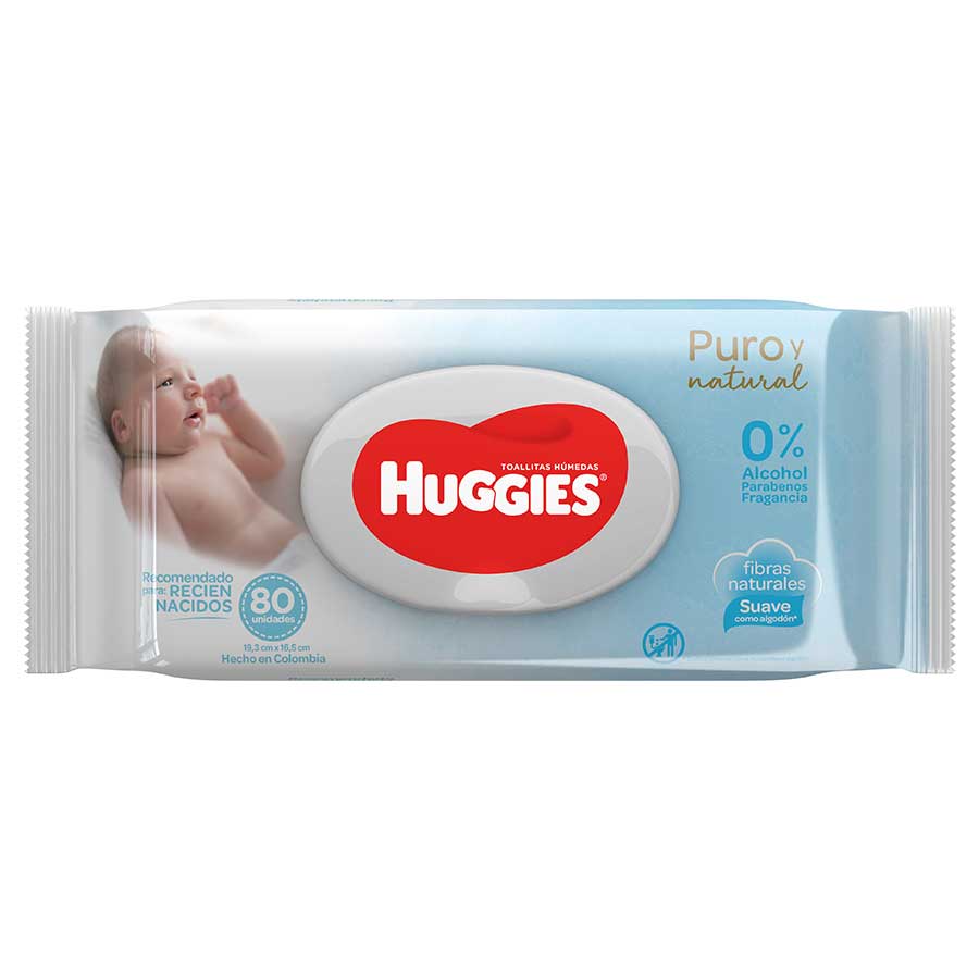 Imagen de Toallita húmeda huggies para recién nacido flip top 80 unidades