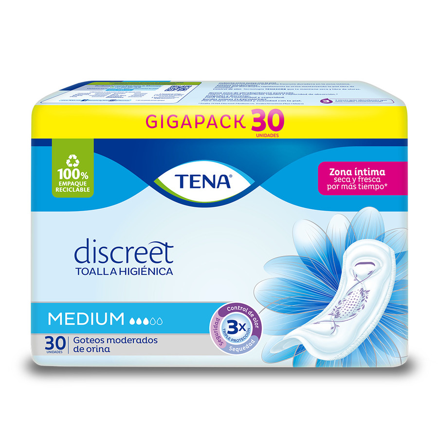 Imagen de Toalla sanitaria tena discreet medium estándar 30 unidades