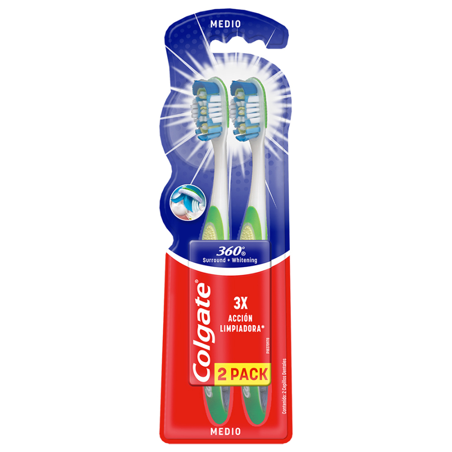 Imagen de  Cepillo dental COLGATE 360° Surround Med 73467 2 unidades