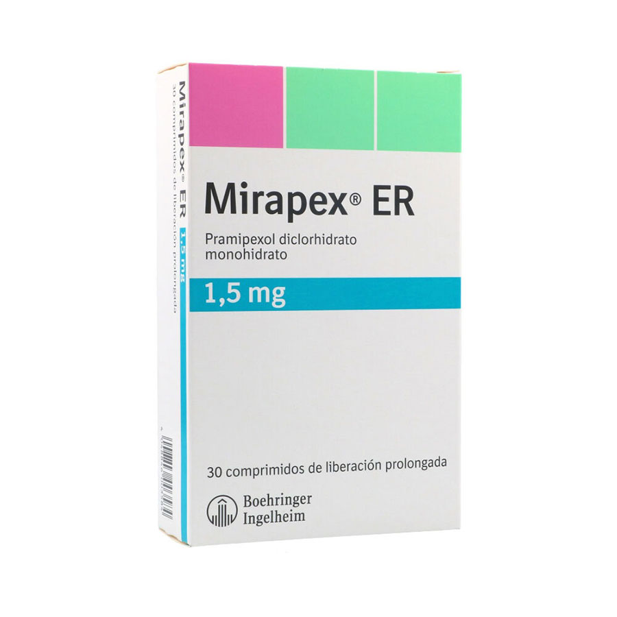 Imagen para  MIRAPEX 1,5 mg BOEHRINGER INGELHEIM  x 30 ER Comprimidos                                                                        de Pharmacys