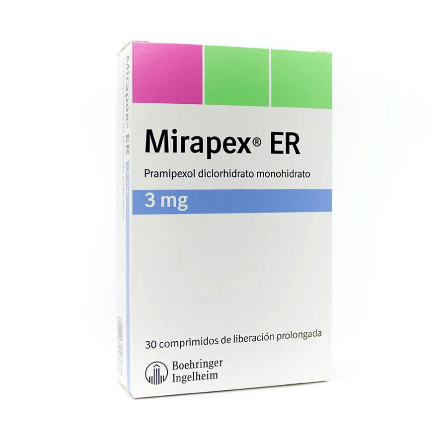 Imagen para  MIRAPEX 3 mg BOEHRINGER INGELHEIM  x 30 ER Comprimidos                                                                          de Pharmacys