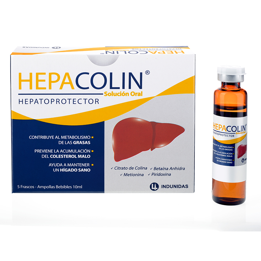 Imagen de Hepacolin 1000 mg x 500 mg x 100 mg x 10 mg solución bebible x 5